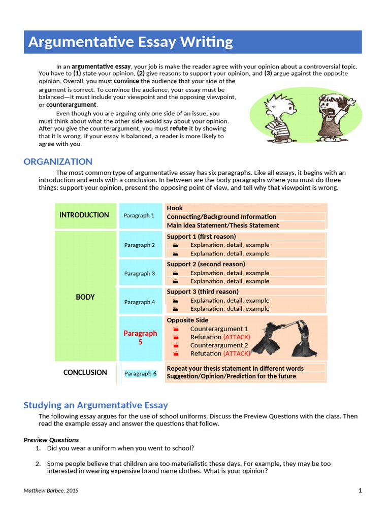 Argumentative Essay Worksheets 26  PDF  Opinion  Essays