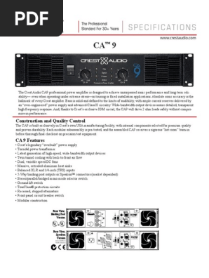 Crest Audio CA9 | PDF | Amplifier | Electronic Circuits