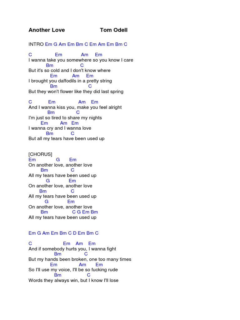 Another Love - Tom Odell, PDF, Songs