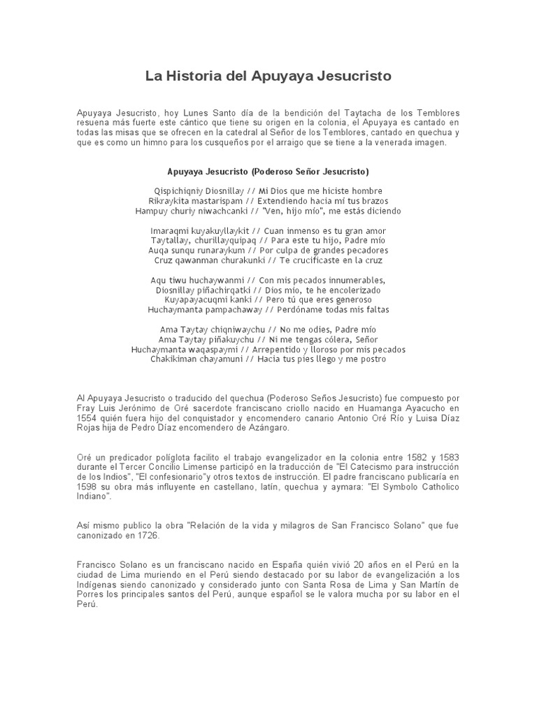 La Historia Del Apuyaya Jesucristo | PDF | Religión y creencia