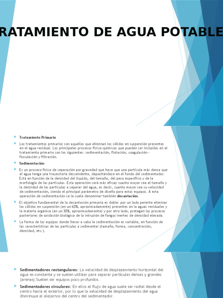 Tratamiento de Agua Potable: Procesos Clave | PDF | Sedimentación ...