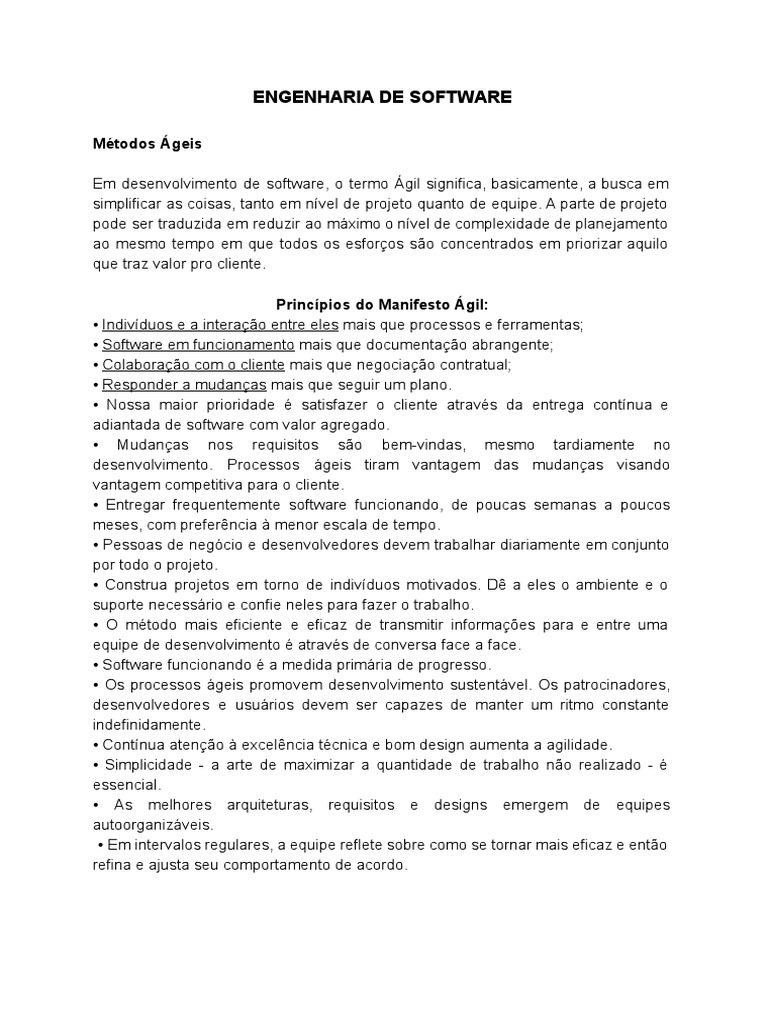ENGENHARIA DE SOFTWARE (Resumo) | PDF | Scrum (desenvolvimento de ...