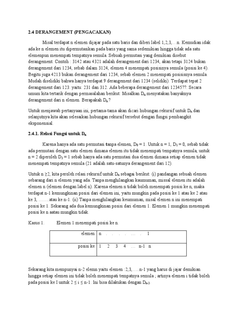 Rumus dan Pengertian Derangement | PDF | Sains & Matematika