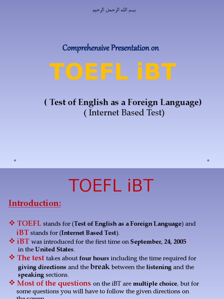 TOEFL iBT Test Structure Overview | PDF | Test Of English As A Foreign ...