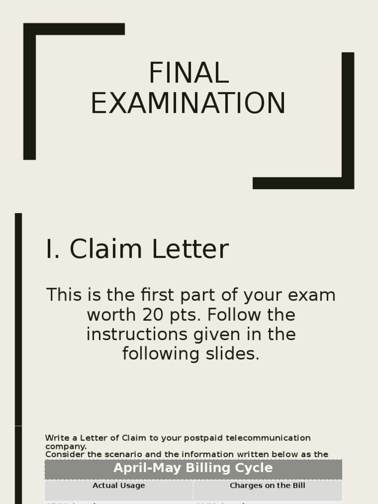 Final Exam: Claim Letter & Memos Guide | PDF | Business