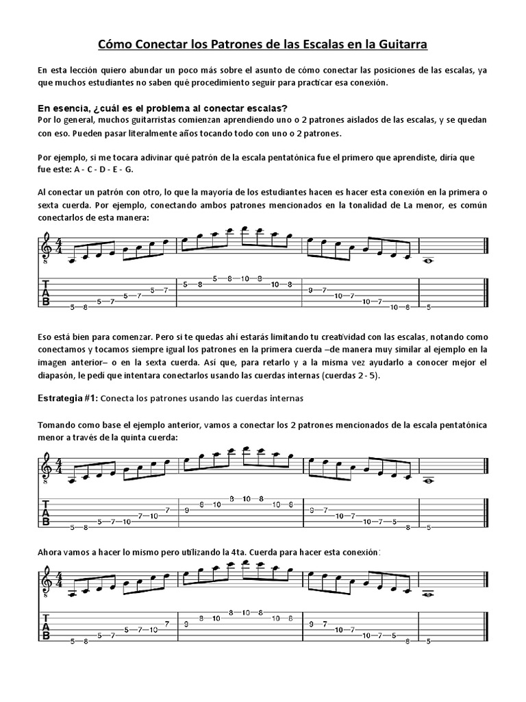 Conexión de Escalas en Guitarra | PDF | Escala (música) | Guitarras