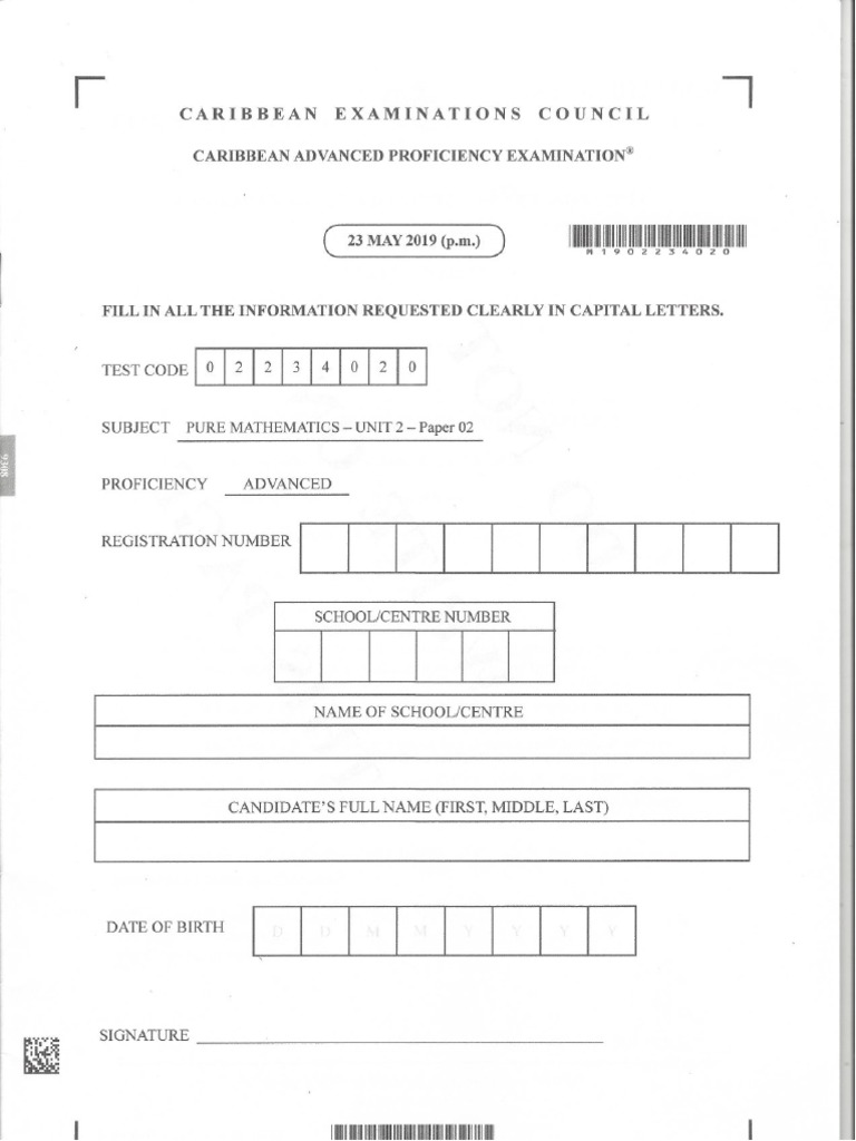 Cape Pure 2019 Unit 2 Paper 2 PDF | PDF