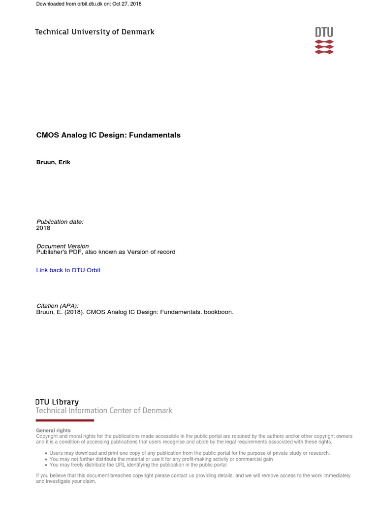 CMOS Analog IC Design - Fundamentals PDF | PDF | Integrated Circuit ...