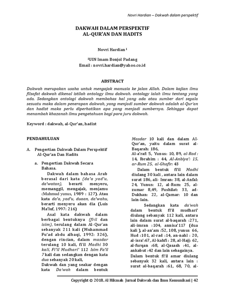 Dakwah Dalam Prespektif Al Quran Dan Hadis Pdf