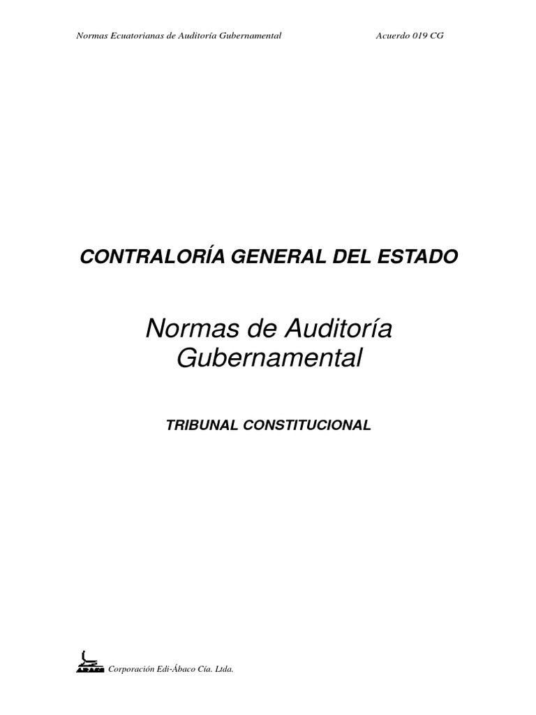 Normas de Auditoría Gubernamental CG | PDF | Auditoría | Contralor