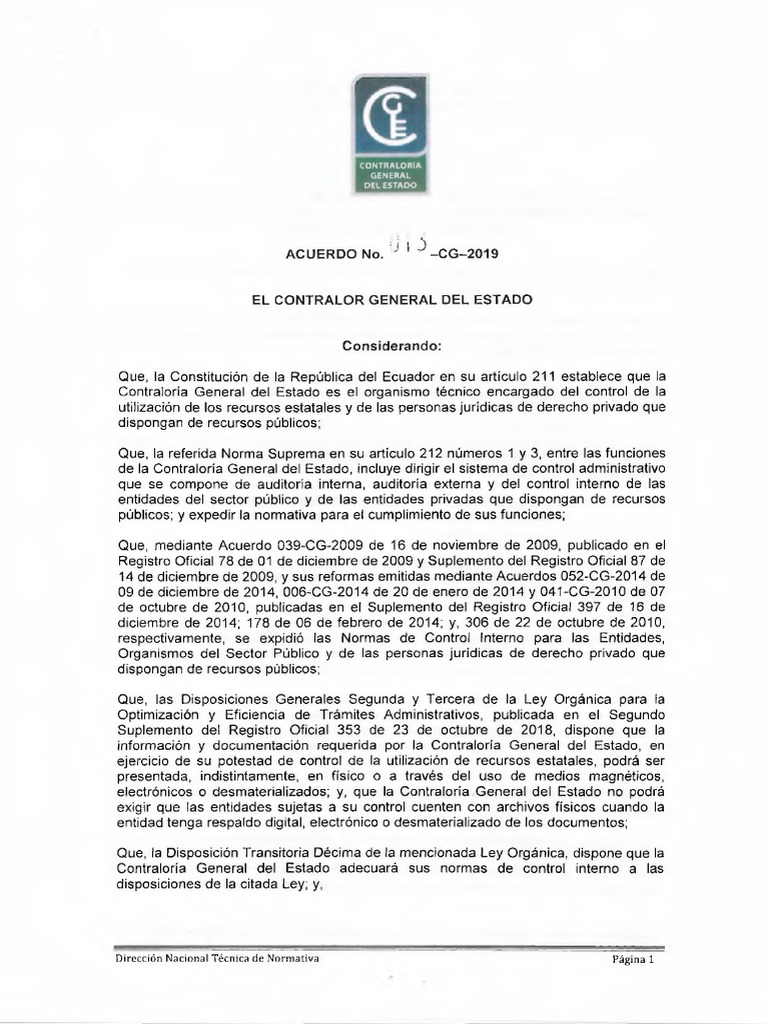 Reformas a Normas de Control Interno | PDF | Archivo de computadora ...