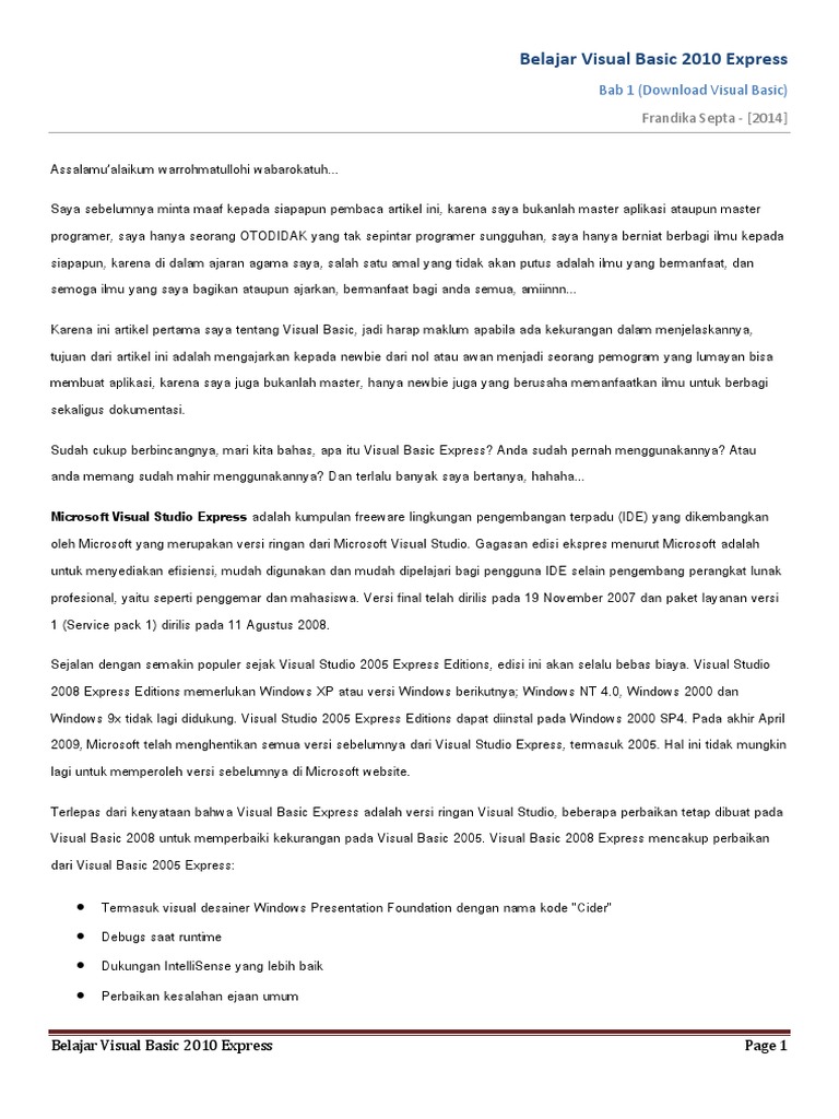 Panduan Download Visual Basic 2010 | PDF