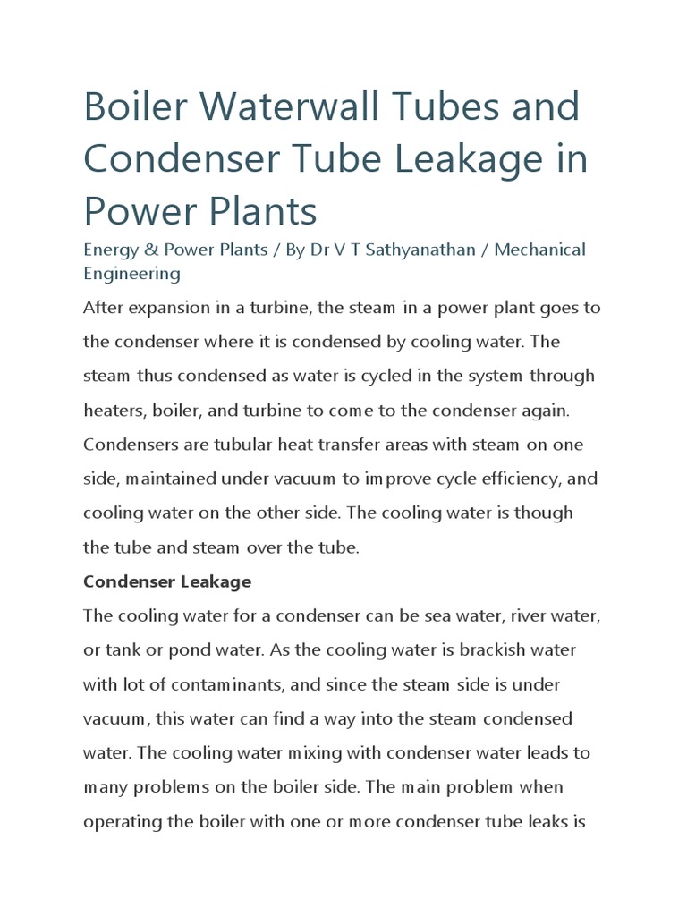 Condenser Tube Leakage2 PDF Boiler Steam