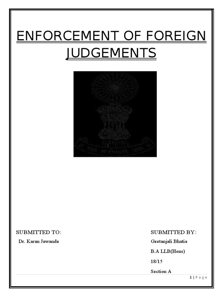 Enforcement of Foreign Judgements PDF Judgment (Law) Lawsuit