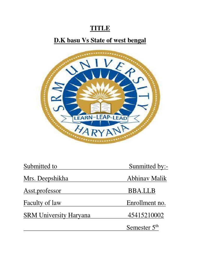 DK BASU VS STate of West Bengal PDF | Download Free PDF | Arrest ...