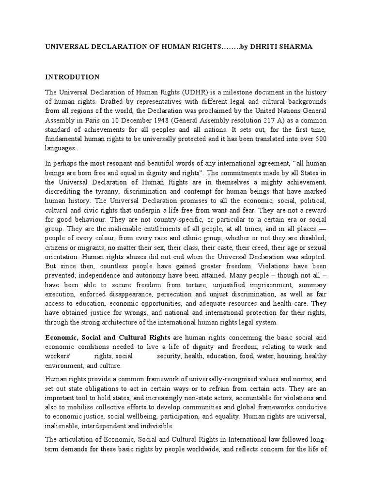 Introduction To Universal Declaration of Human Rights | PDF | Human ...