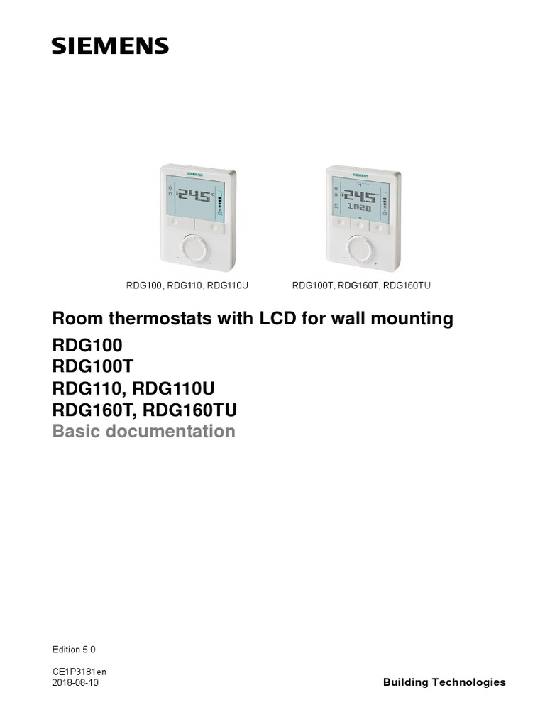 rdg100 Seimens Datatsheet PDF | PDF | Thermostat | Electric Heating