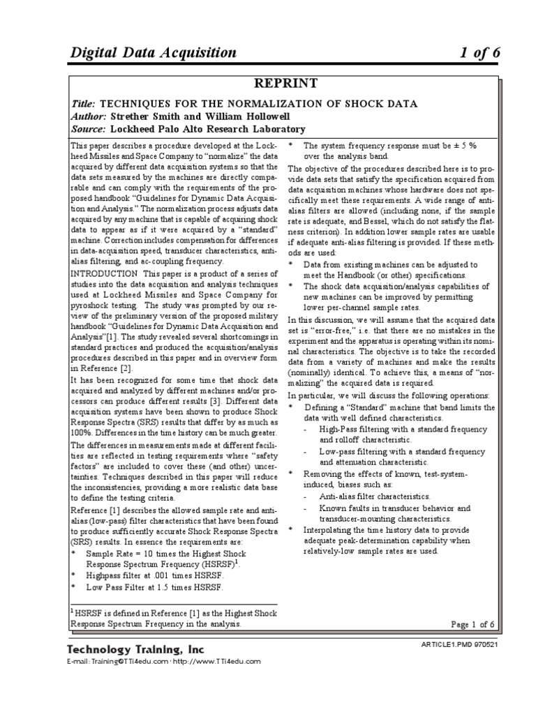 Shock Normalization PDF Bandwidth (Signal Processing) Sampling