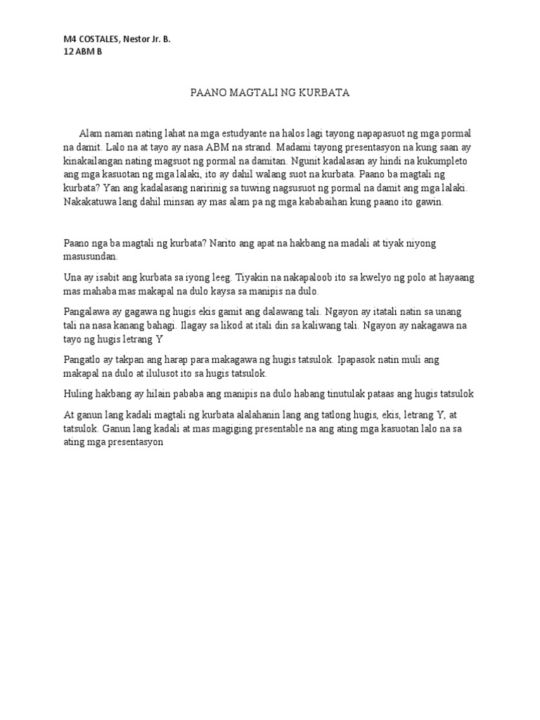 Paano Magtali NG Kurbata | PDF