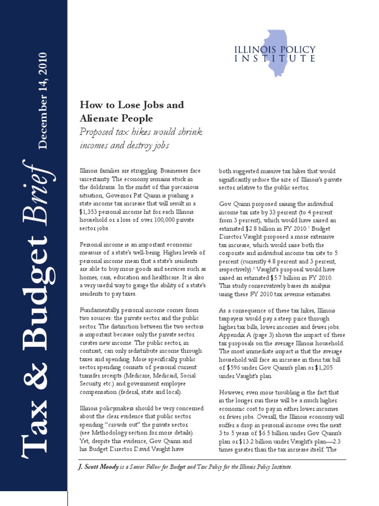 How To Lose Jobs and Alienate People Proposed Tax Hikes Would Shrink