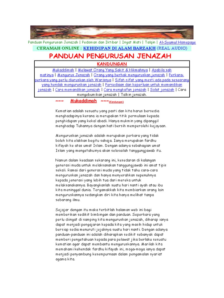 Panduan Pengurusan Jenazah Kandungan