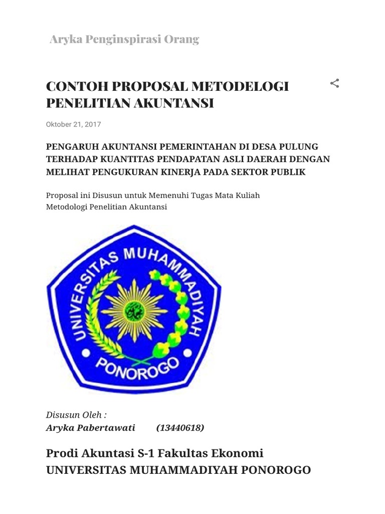 Contoh Proposal Metodelogi Penelitian Akuntansi Pdf