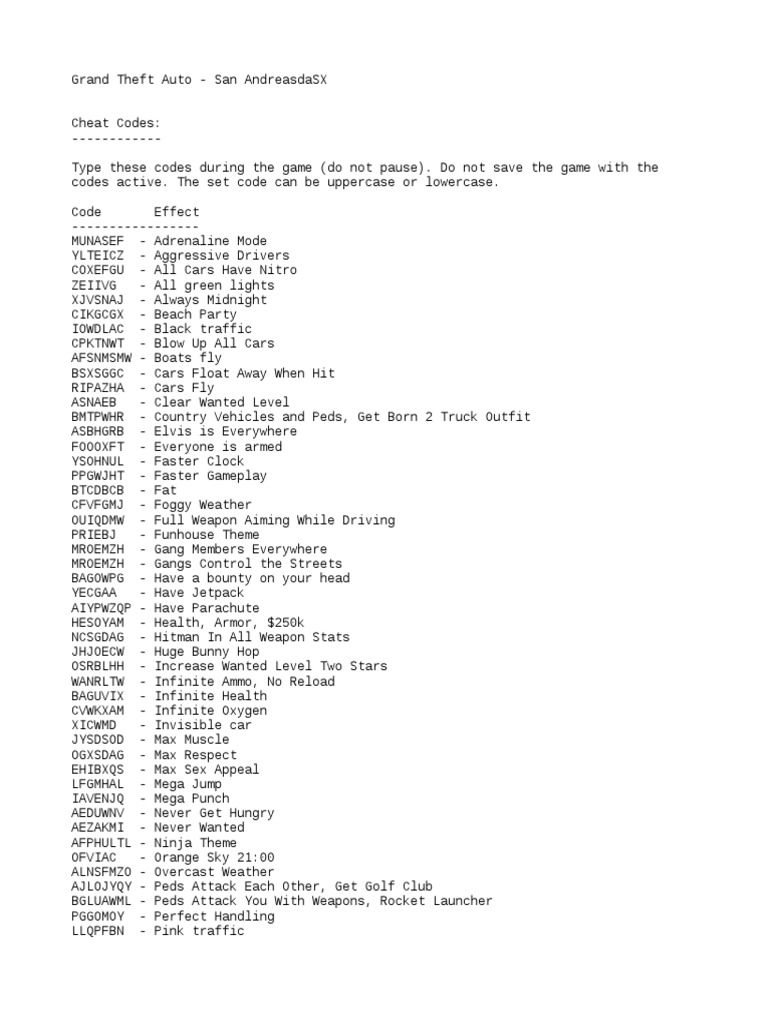 GTA San Andreas Cheat Codes PS2: Get Cars, Unlimited Ammo, Jetpack