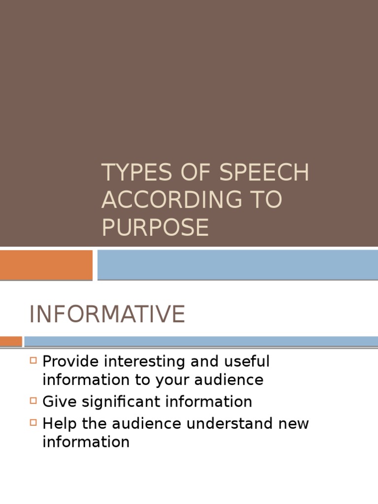 Types of Speech According To Purpose | PDF