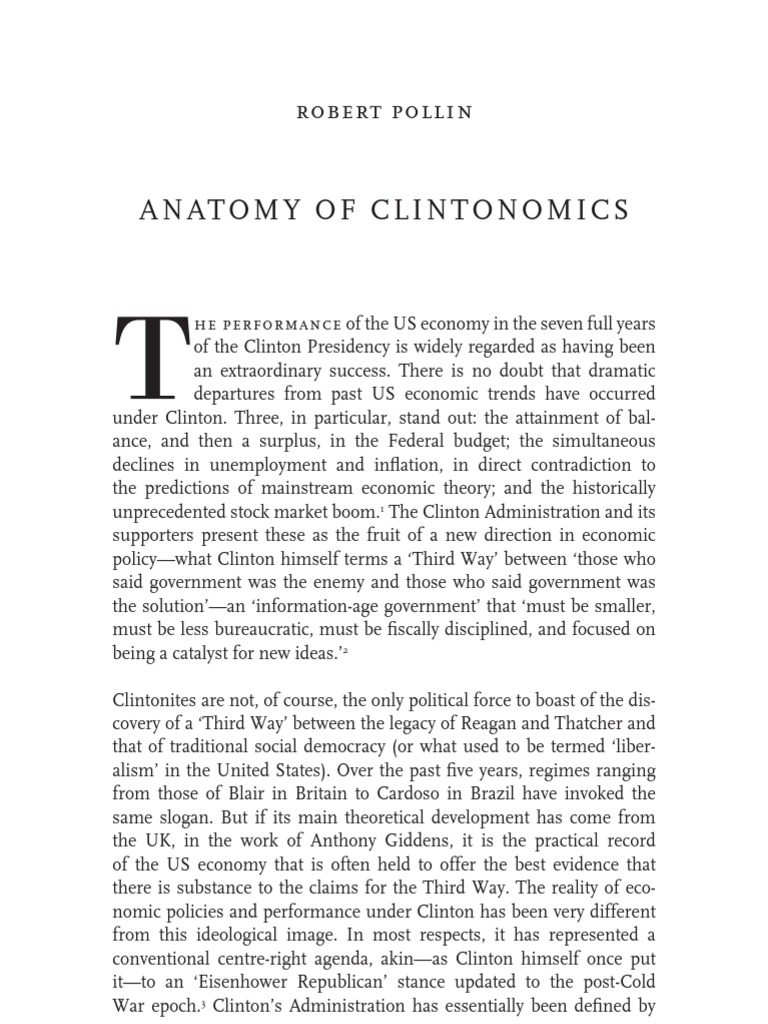 Anatomy of Clintonomics: Robert Pollin | PDF | Inflation | Business Cycle