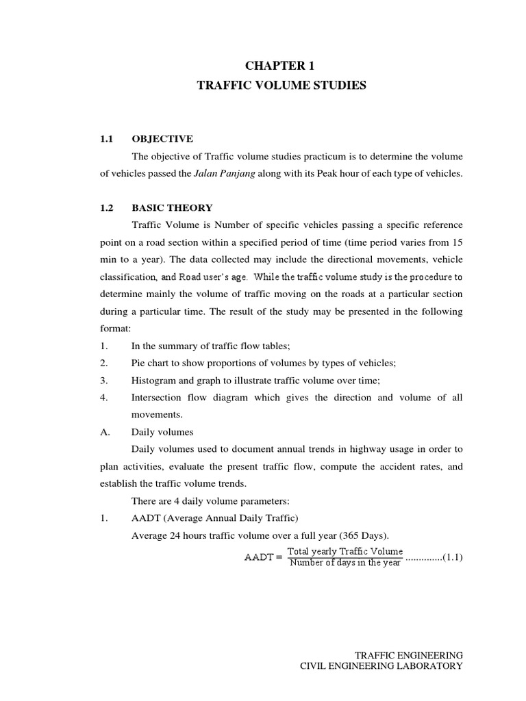 Laporan Traffic Final PDF | PDF | Traffic | Surveying