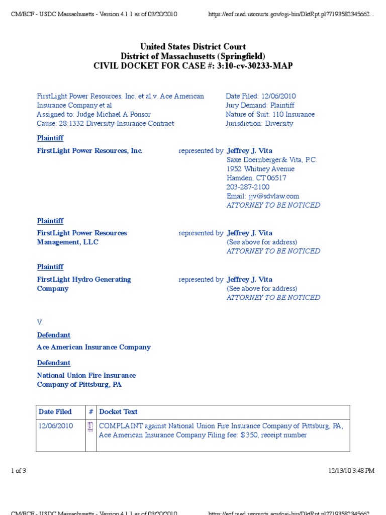 FIRSTLIGHT POWER RESOURCES, INC. Et Al v. ACE AMERICAN INSURANCE ...