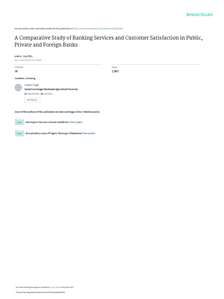 A Comparative Study Of Banking Services And Custom Pdf Pdf