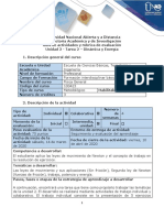 Guía de Actividades y Rúbrica de Evaluación - Tarea 2 - Dinámica y Energía