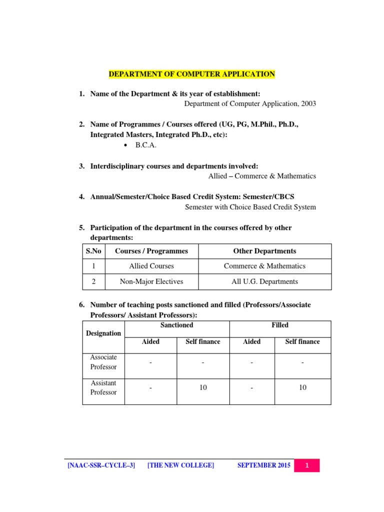 Computer Application Department Overview | PDF | Curriculum | Doctor Of ...