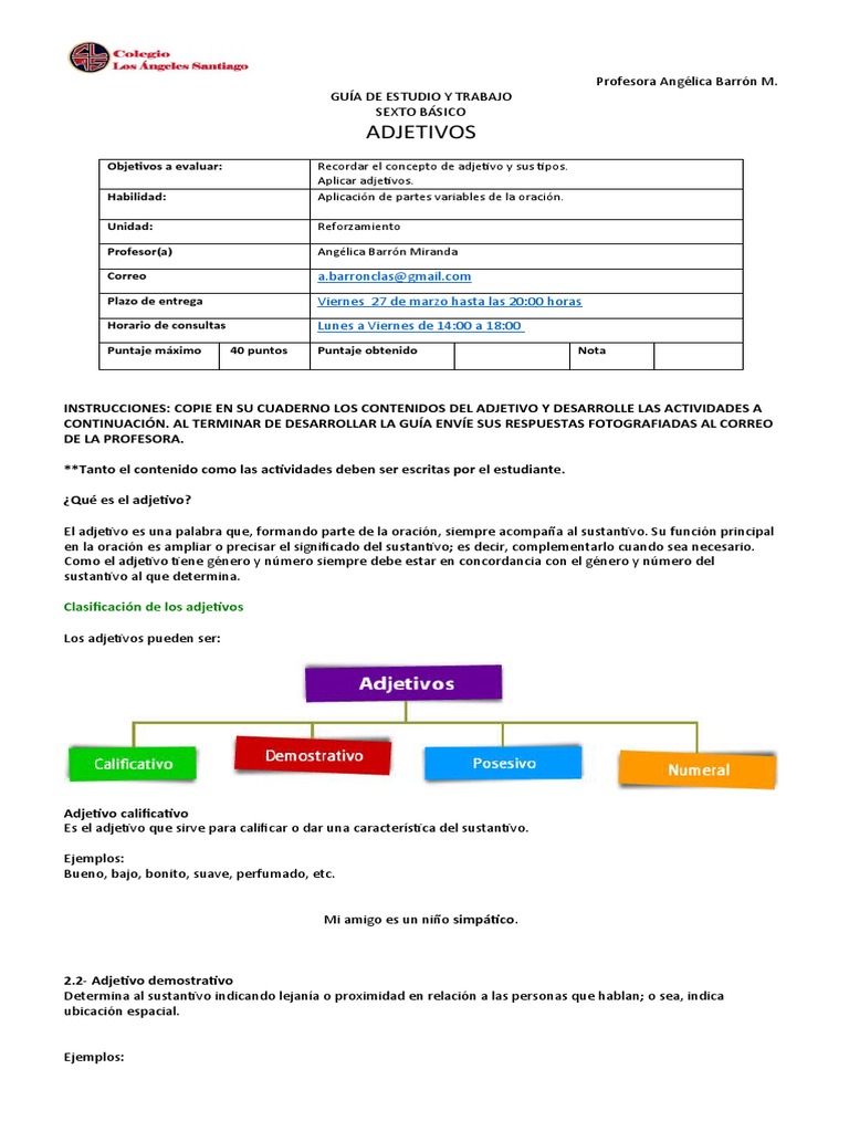 Partes Variables - Adjetivos | PDF | Ricitos de oro y los tres osos ...
