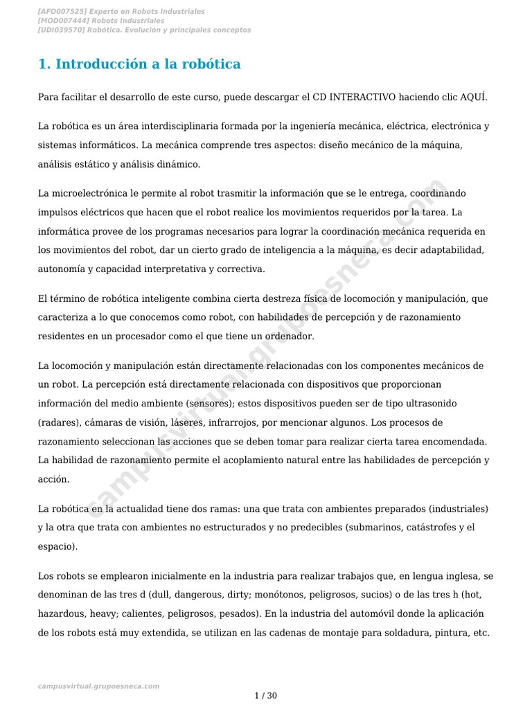Evolución y Tipos de Robots Industriales | PDF | Robot | Robótica