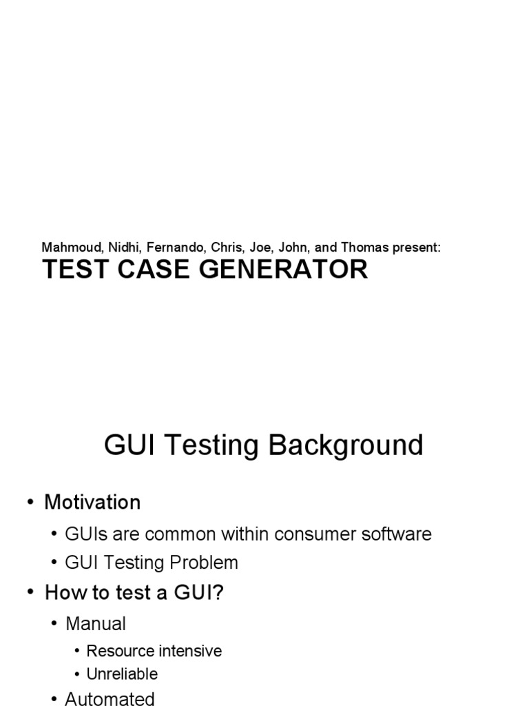 Automated GUI Test Case Generation | PDF | Command Line Interface ...
