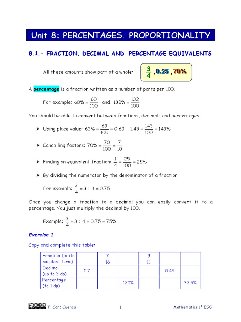 Tema 8 Mates PDF | PDF | Fraction (Mathematics) | Percentage