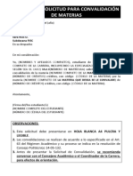 Modelo de Solicitud para Convalidación de Materias PDF