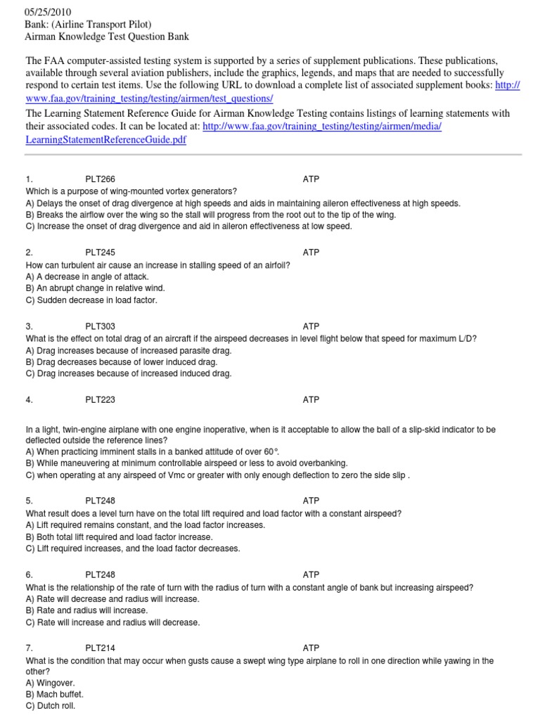 FAA Airline Transport Pilot Test Bank | PDF | Instrument Flight Rules ...