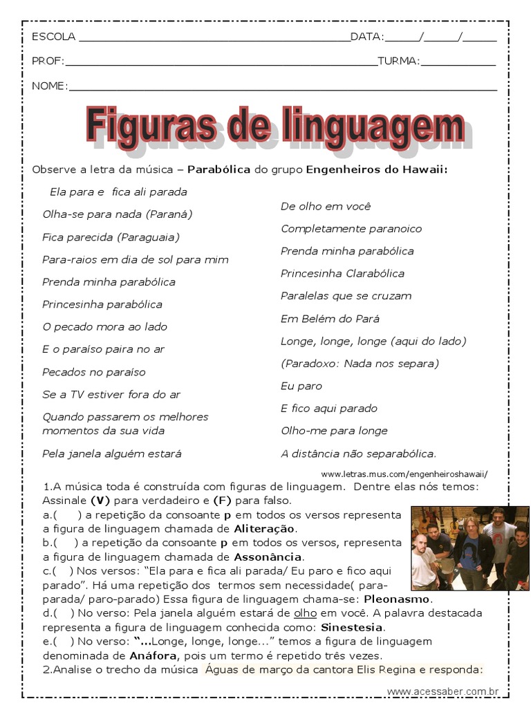 Exercicios Figuras de Linguagem | PDF