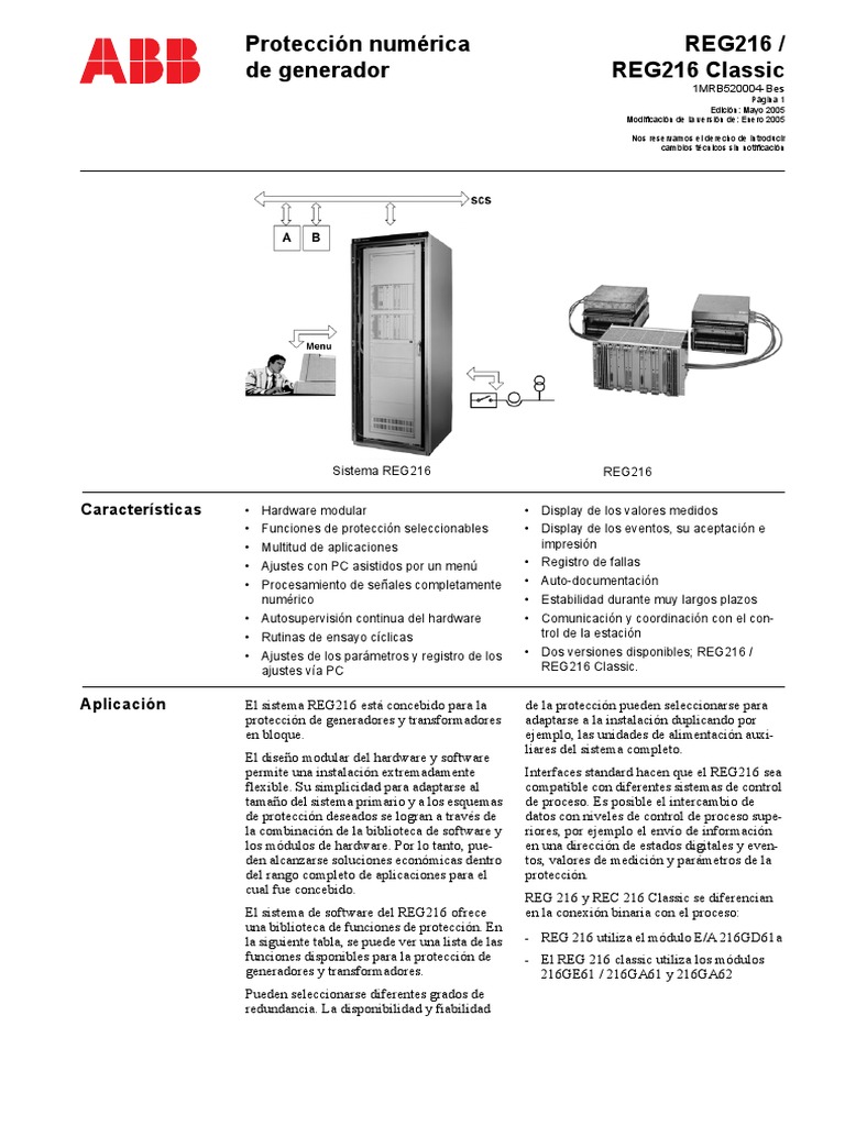 1mrb520004-Bes A Es Proteccion Numerica de Generador Reg216 Reg216 ...