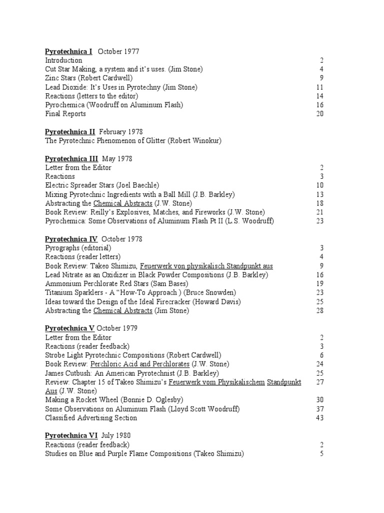 Pyrotechnica: Fireworks Insights 1977-1993 | PDF | Pyrotechnics | Fireworks