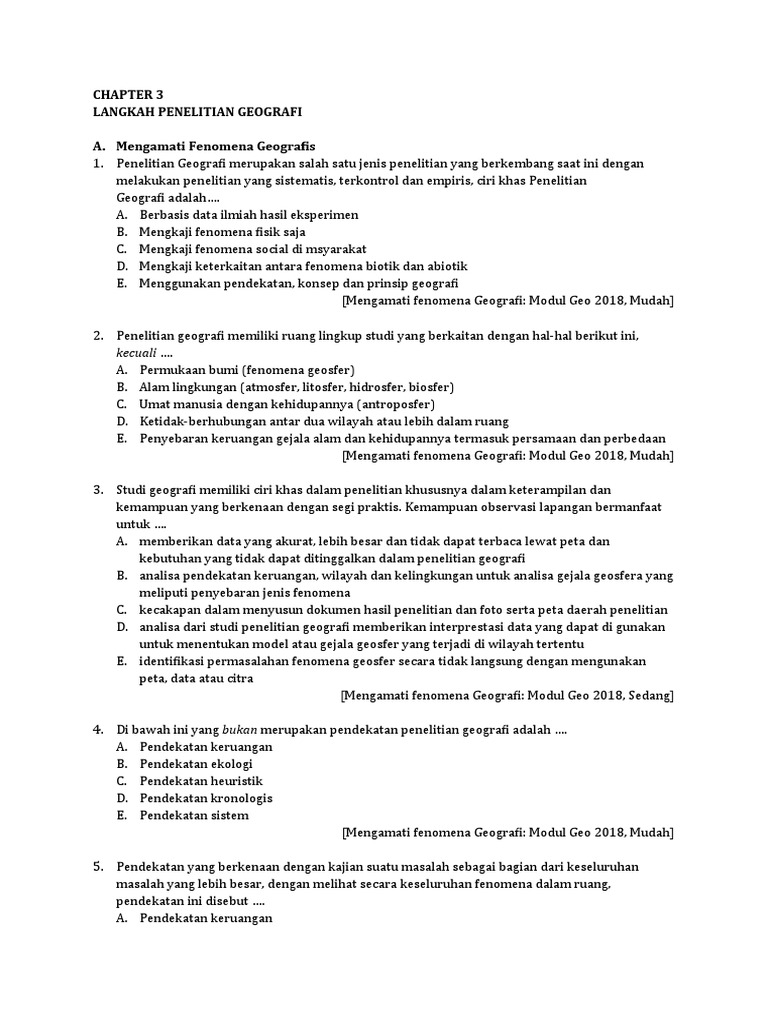 Revisi Chapter 3 Metode Penelitian Geografi Pdf