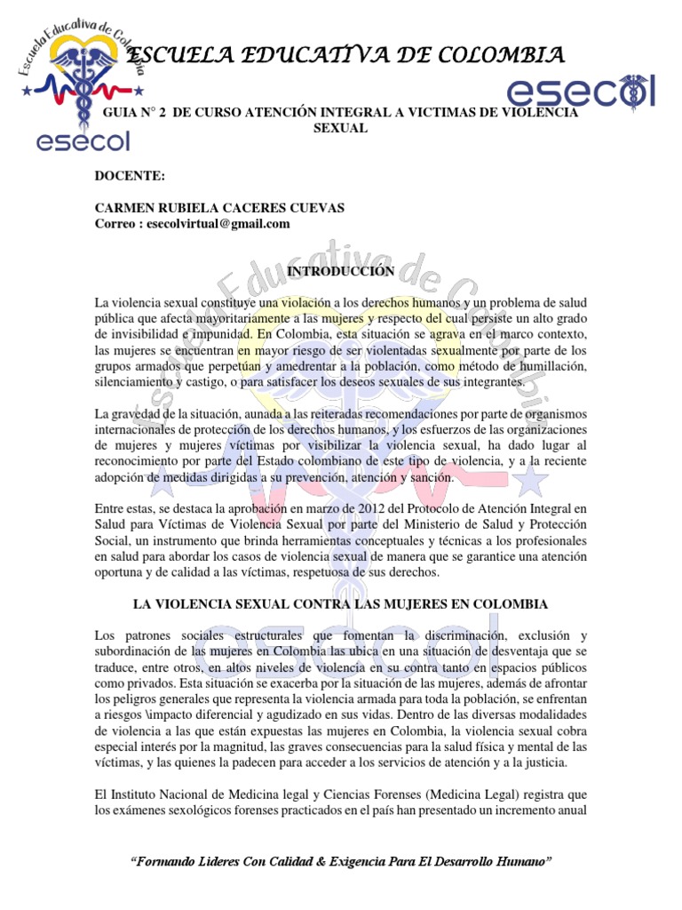Guia 2 - Atencion Integral A Victimas de Violencia Sexual | PDF ...
