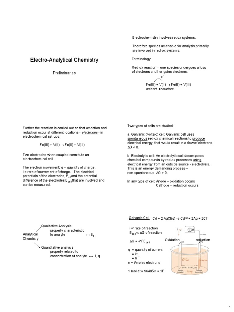 Fundamentals of Electro-Analytical Chemistry | PDF | Electrochemistry ...