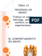 Tema 12 Procesos de Grupo: Trabajo en Equipo, Liderazgo, Poder y Conflicto en Las Organizaciones