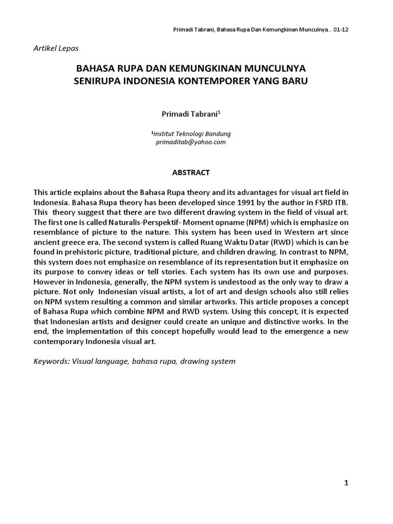 Bahasa Rupa dan Seni Rupa Kontemporer | PDF | Indonesian Language ...