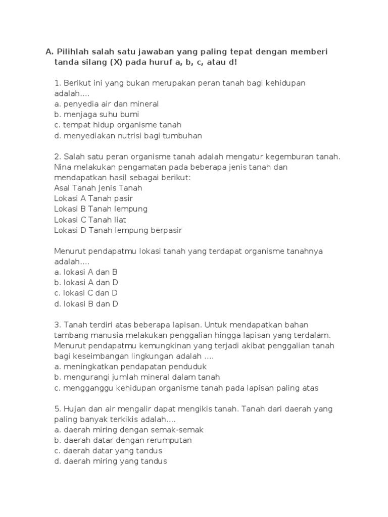 Berikut ini yang bukan merupakan peran tanah bagi kehidupan adalah