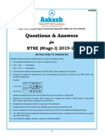 NTSE (S-I) 2019-20 (Que & Ans) - Assam PDF